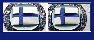 Papierservietten falten Finnische Flagge